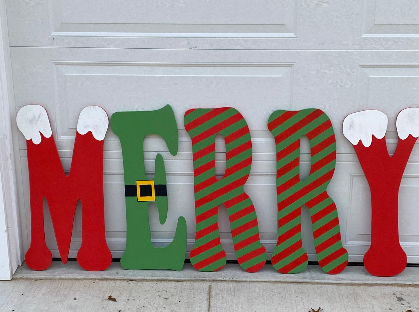 Merry Christmas Wood Letters Unpainted Outdoor Yard Art Lawn Sign, Christmas Decorations