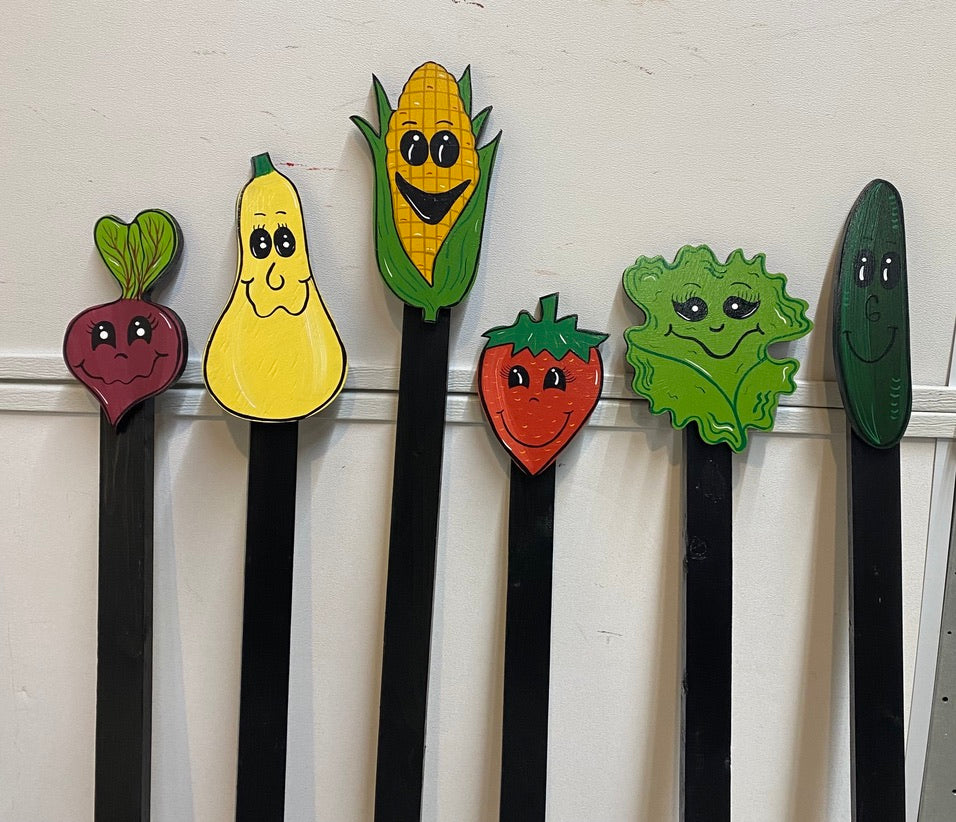 Vegetable Veggie Stakes Vegetable Garden Markers wood outdoor garden vegetable yard art signs