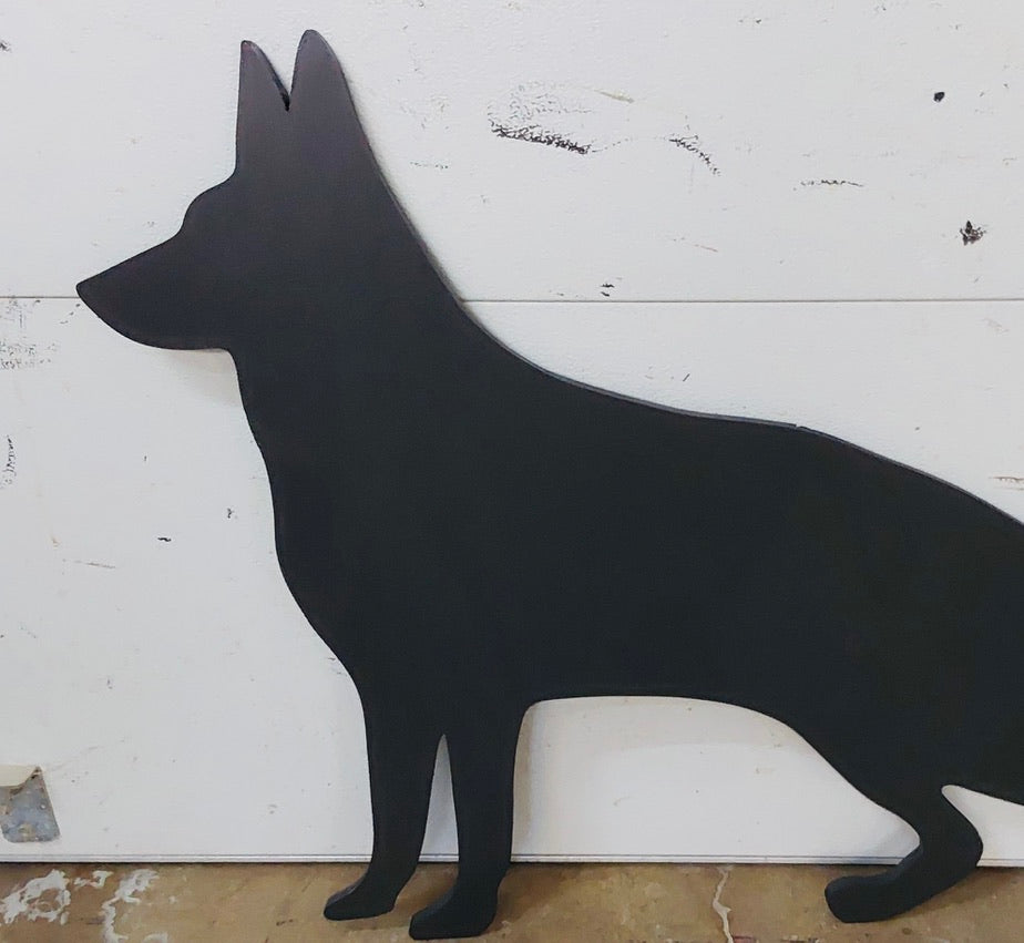 German Shepherd Dog Silhouette Shadow Wood Outdoor Yard Art Sign