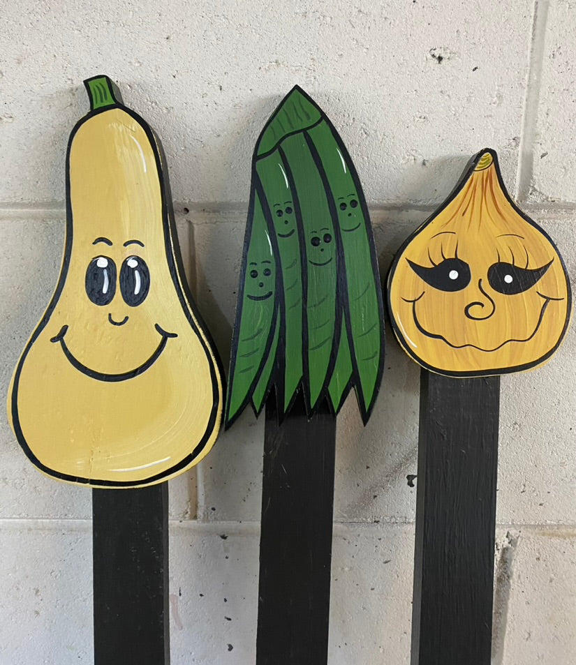 Vegetable Veggie Stakes Vegetable Garden Markers wood outdoor garden vegetable yard art signs