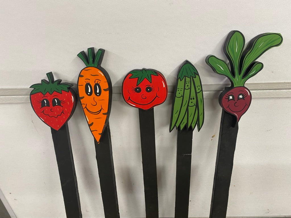 Vegetable Veggie Stakes Vegetable Garden Markers wood outdoor garden vegetable yard art signs
