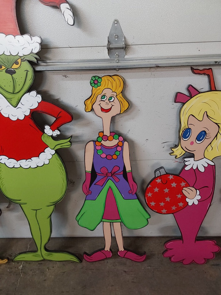 Curmudgeon Who Family Christmas Wood Outdoor Yard Art, Lawn Decor Grinch