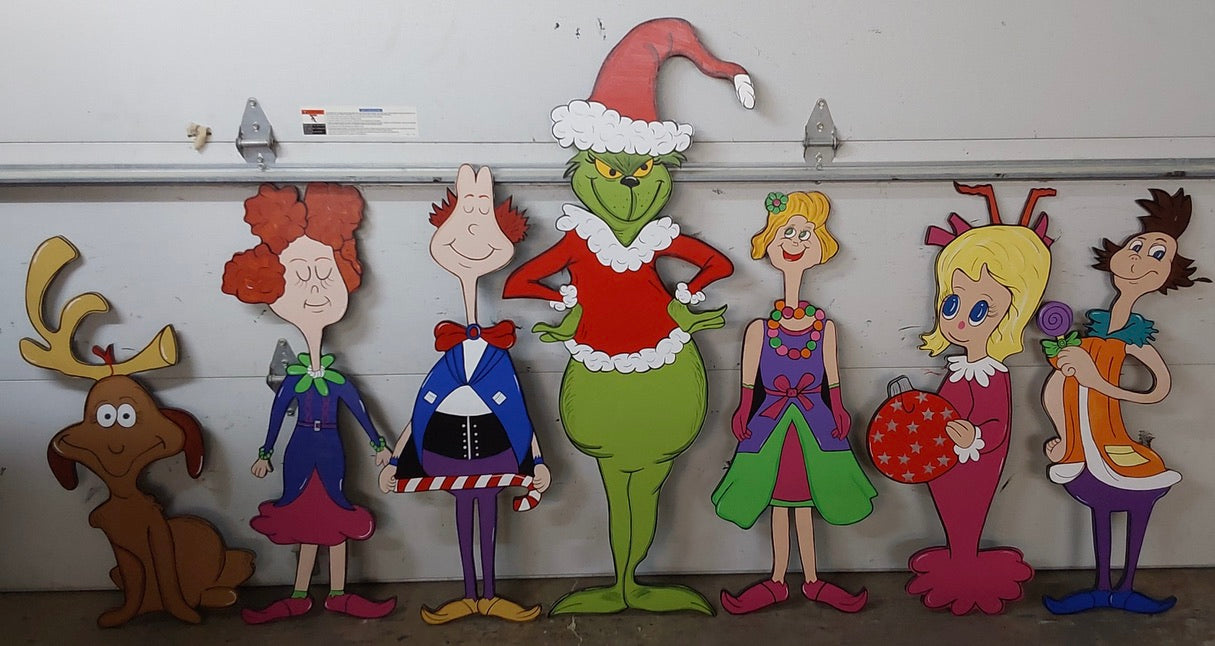 Curmudgeon Who Family Christmas Wood Outdoor Yard Art, Lawn Decor Grinch