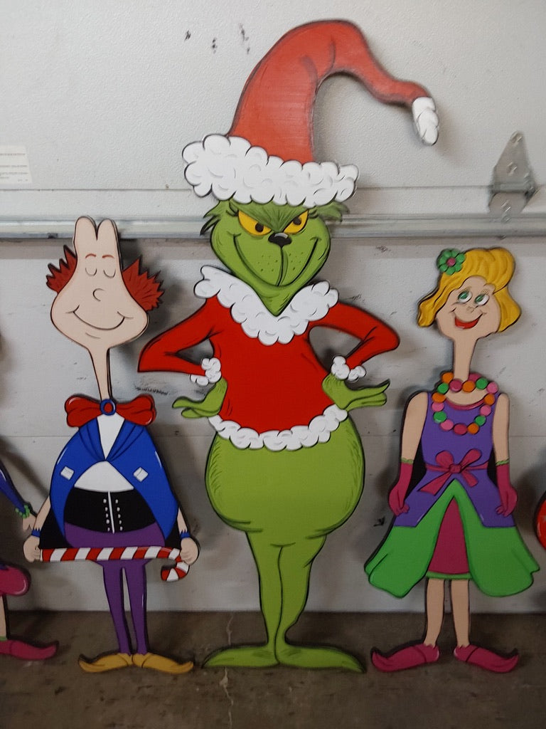 Curmudgeon Who Family Christmas Wood Outdoor Yard Art, Lawn Decor Grinch