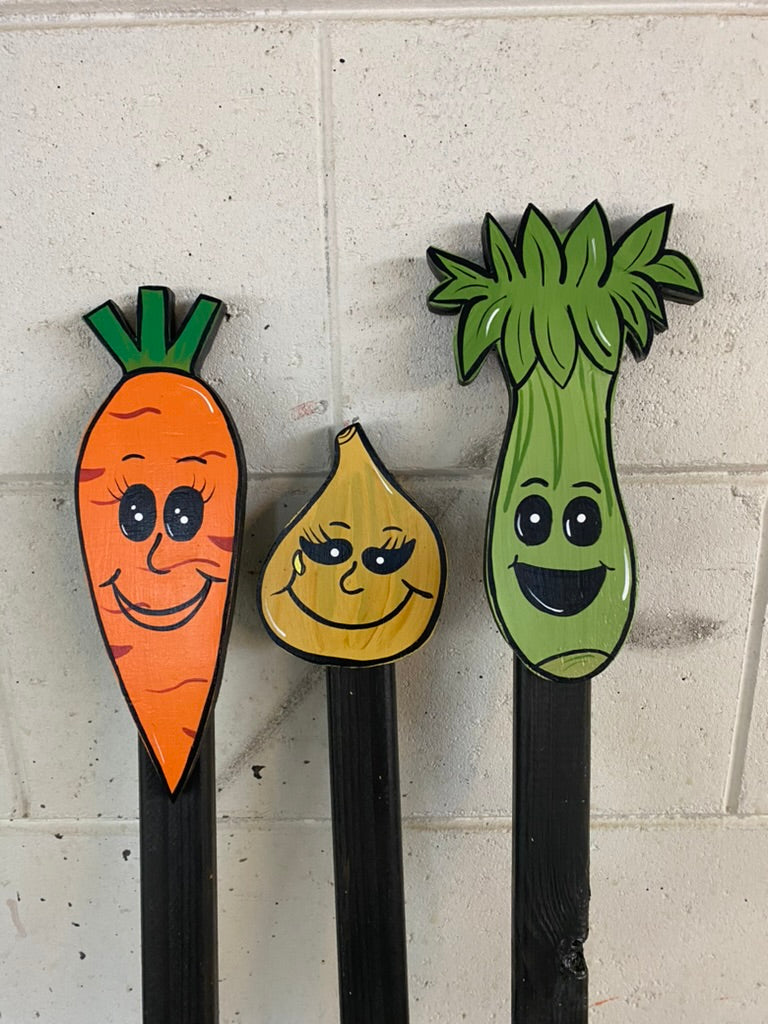 Vegetable Veggie Stakes Vegetable Garden Markers wood outdoor garden vegetable yard art signs