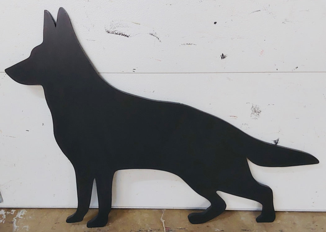 German Shepherd Dog Silhouette Shadow Wood Outdoor Yard Art Sign