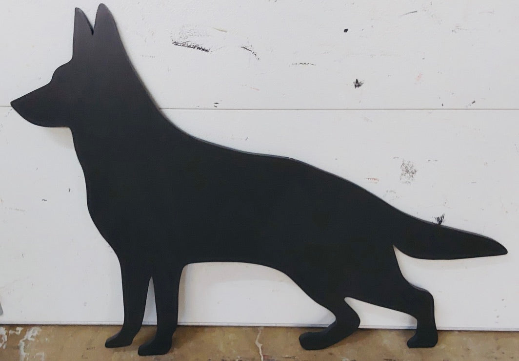 German Shepherd Dog Silhouette Shadow Wood Outdoor Yard Art Sign