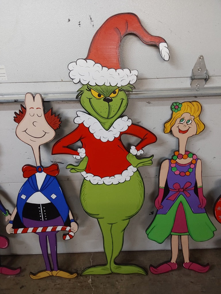 Curmudgeon Who Family Christmas Wood Outdoor Yard Art, Lawn Decor Grinch