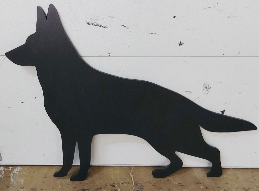 German Shepherd Dog Silhouette Shadow Wood Outdoor Yard Art Sign