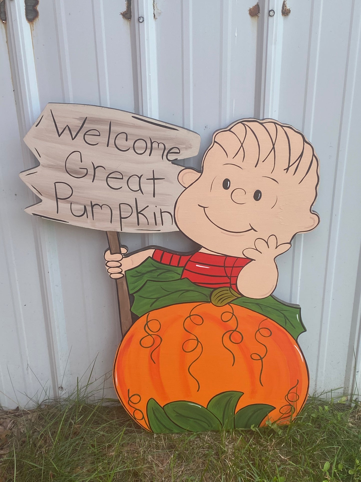Welcome Pumpkin Halloween Wood Outdoor Yard Art Signs, Halloween Decorations, Set Of 2