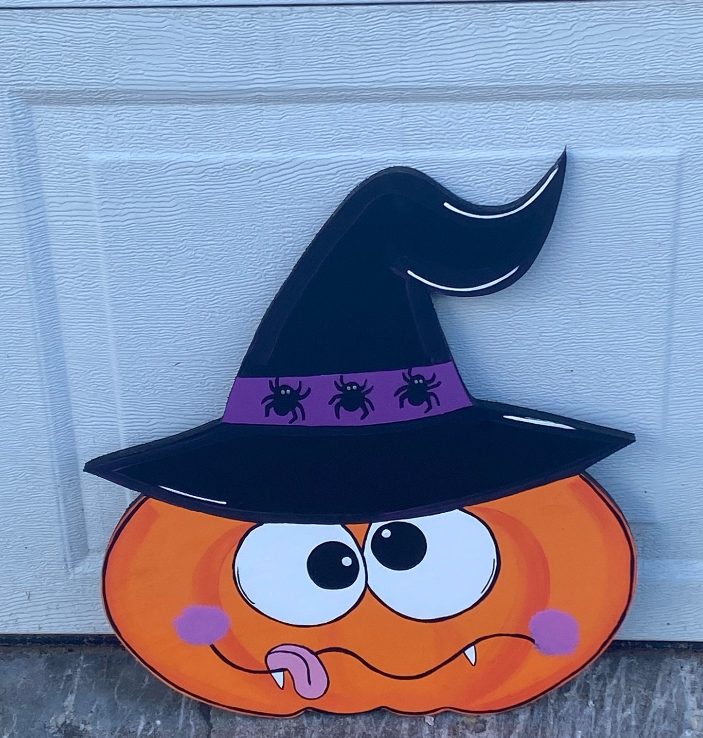 Halloween Pumpkin Witch Hat Wood Outdoor Yard Art Sign, Halloween Decor, Pumpkins