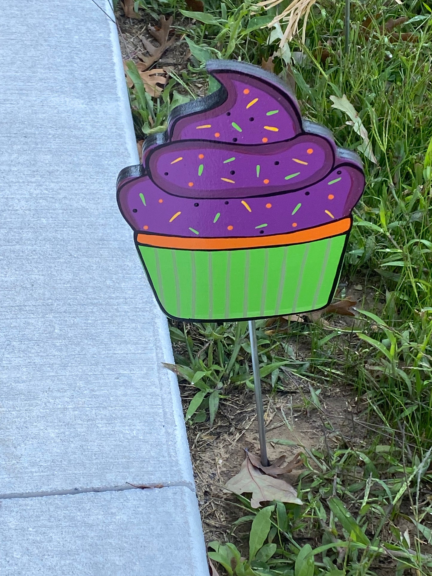 Halloween Plant Pokes, Set Of 5, Candy Corn, Frankenstein, Walkway Wood Outdoor Yard Art