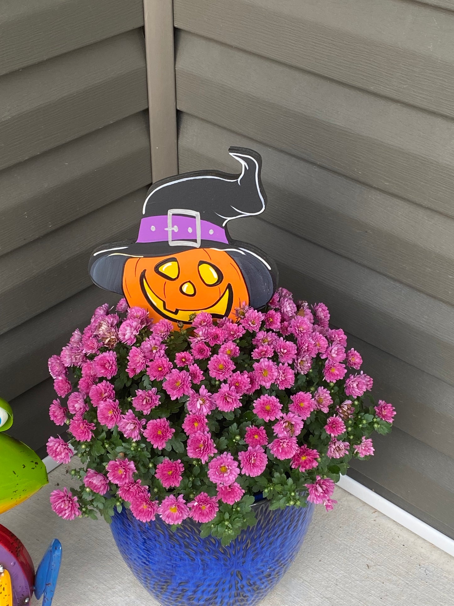 Halloween Plant Pokes, Set Of 5, Candy Corn, Frankenstein, Walkway Wood Outdoor Yard Art