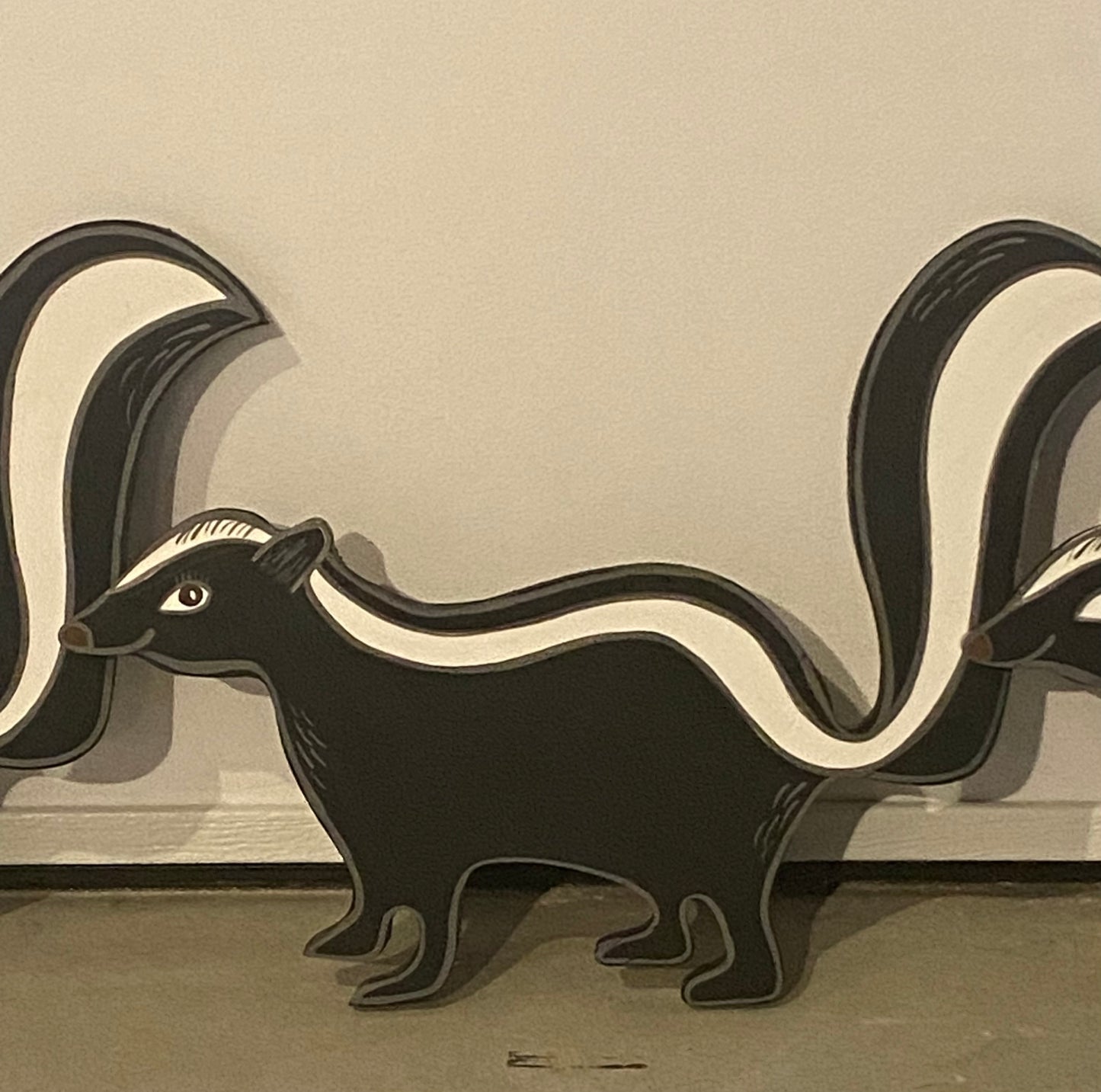 Skunk Family Wood Outdoor Yard Art Sign, Set of 4, Mama and her babies, skunks