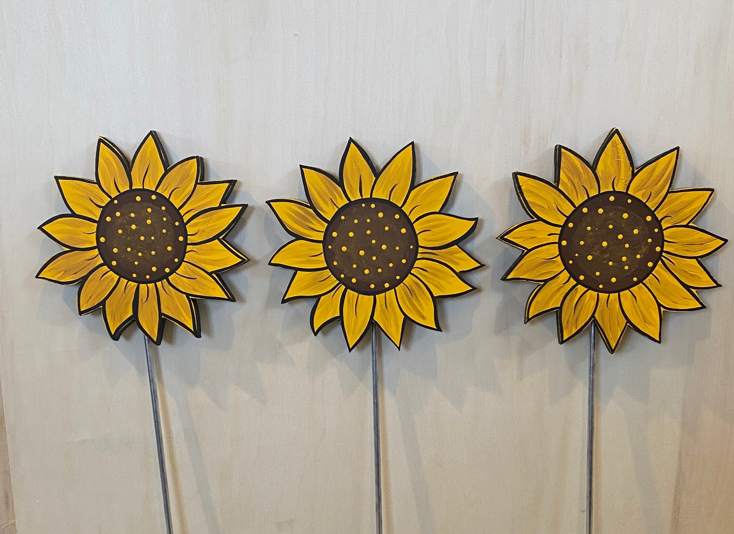 Sunflower Wood Outdoor Plant Poke, Garden Stake Yard Art Sign, Flowers