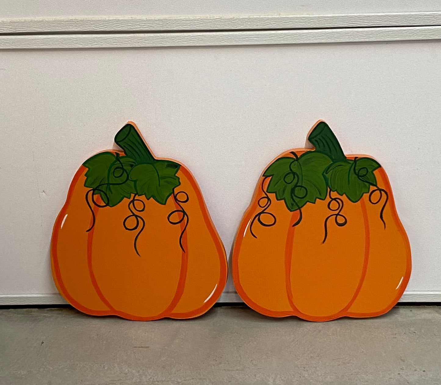 Halloween & Fall Pumpkins, Set of 2, Pumpkin Wood Outdoor Yard Art Sign, Outdoor Decorations
