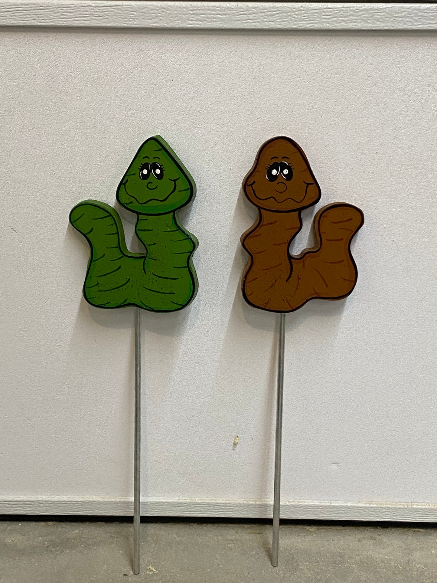 Worm, Earth Worm, Bugs Plant Poke, Worms Stake Wood Outdoor Yard Art, Garden Stake