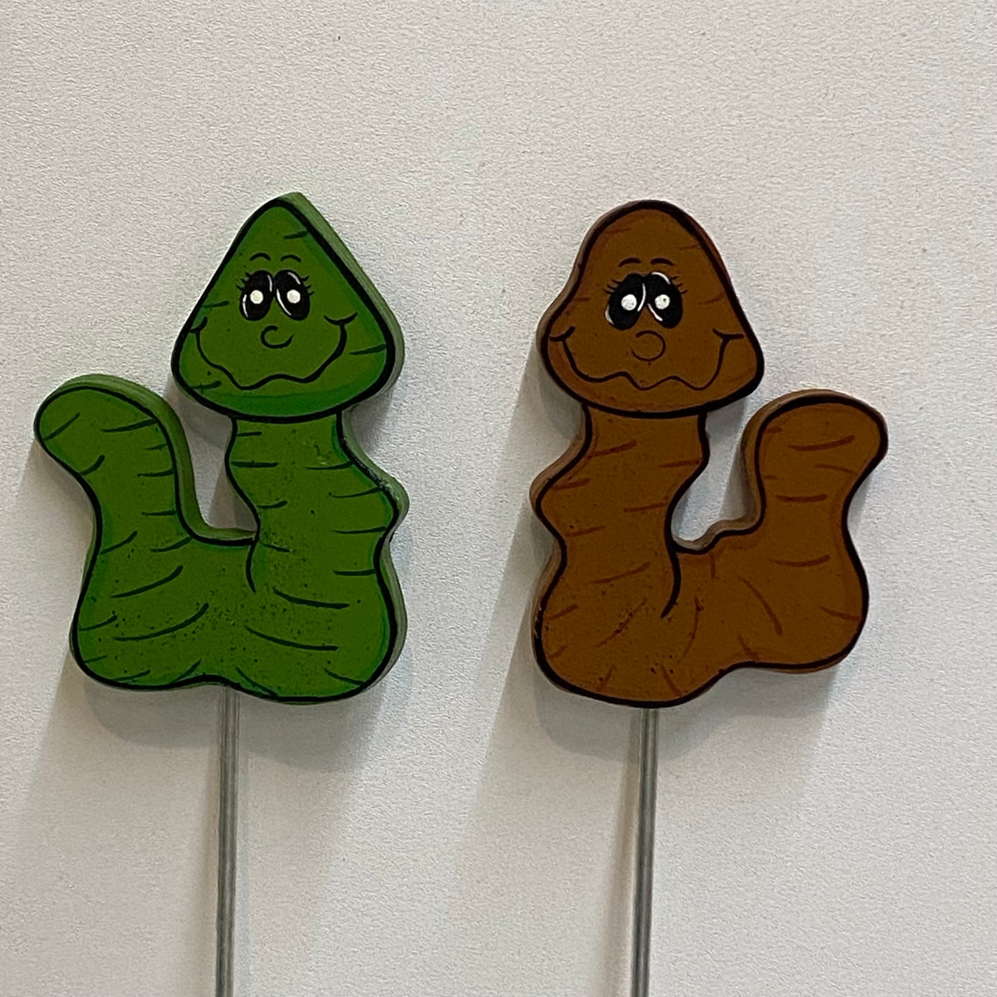 Worm, Earth Worm, Bugs Plant Poke, Worms Stake Wood Outdoor Yard Art, Garden Stake