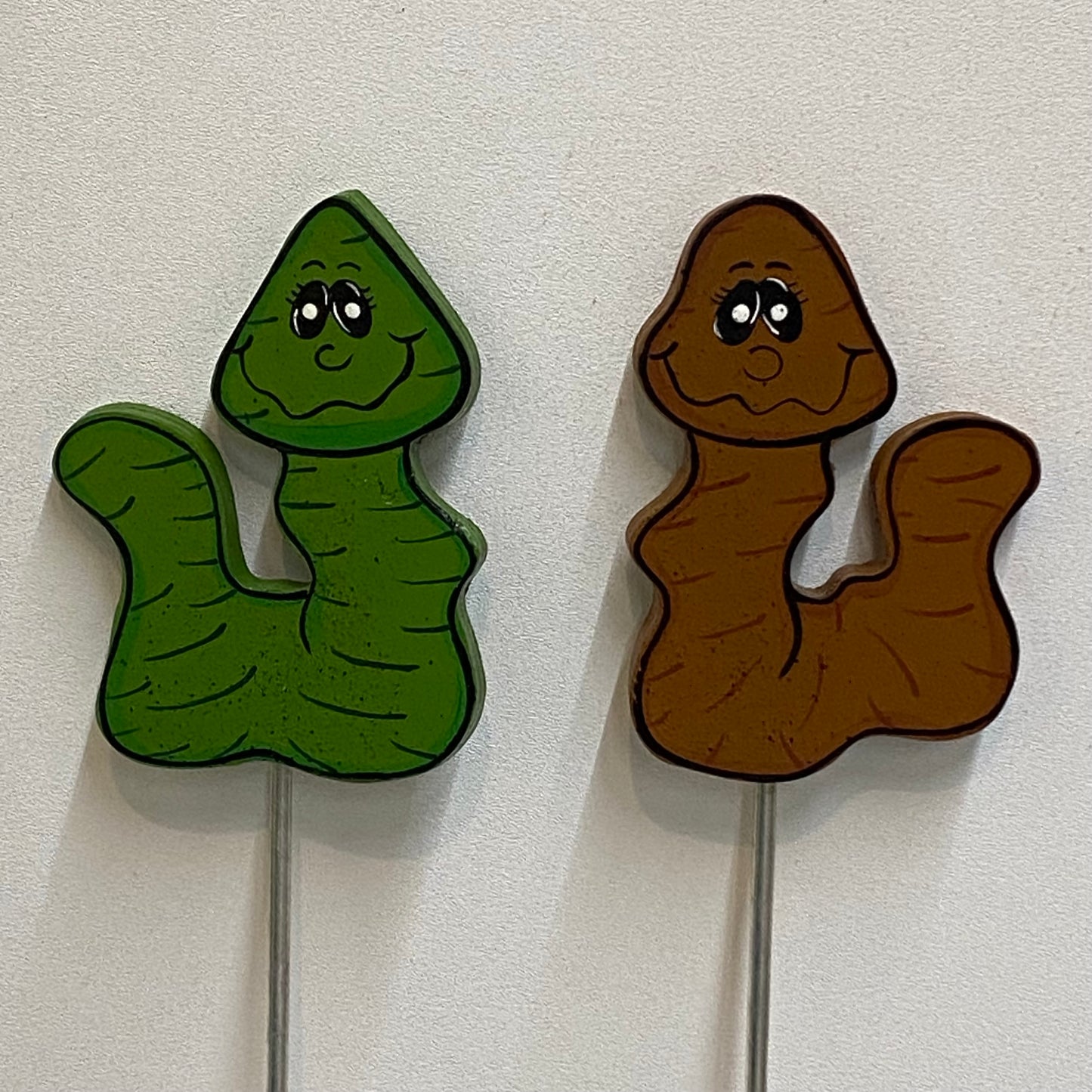 Worm, Earth Worm, Bugs Plant Poke, Worms Stake Wood Outdoor Yard Art, Garden Stake