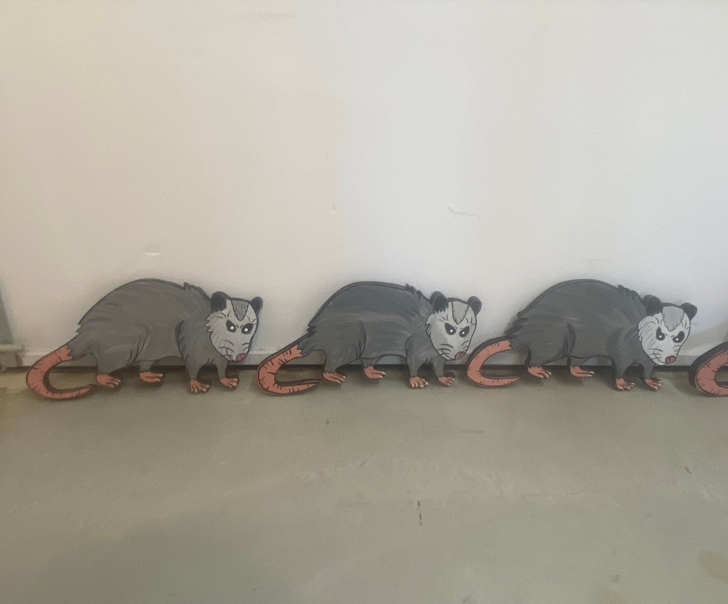 Possum Family of 5 Wood Outdoor Yard Art Set, Garden Stake, Lawn Decor Possums