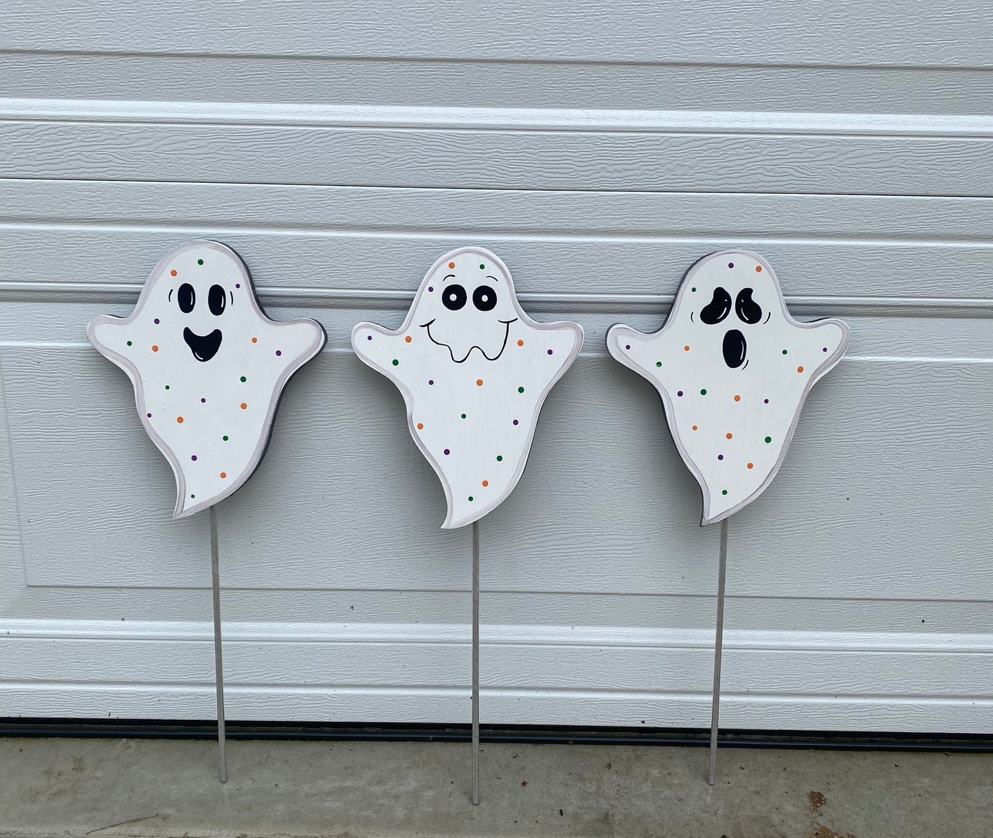 Halloween Ghosts Wood Outdoor Yard Art Sign, Ghost Lawn Decorations, Plant Pokes