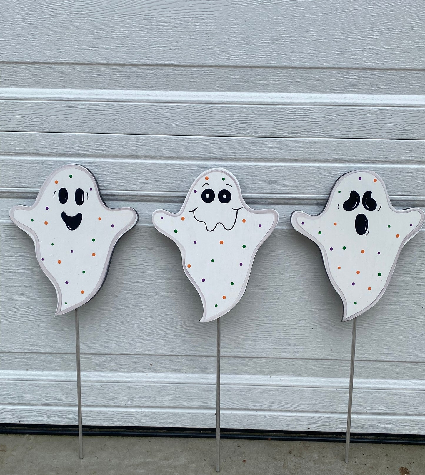 Halloween Ghosts Wood Outdoor Yard Art Sign, Ghost Lawn Decorations, Plant Pokes