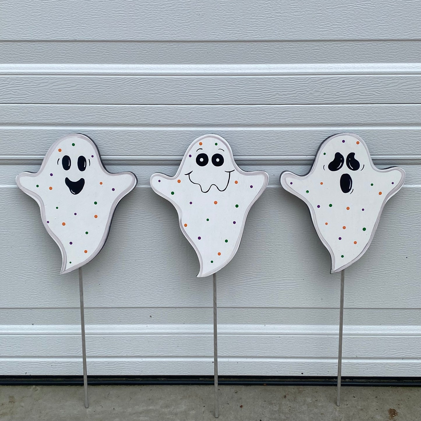 Halloween Ghosts Wood Outdoor Yard Art Sign, Ghost Lawn Decorations, Plant Pokes