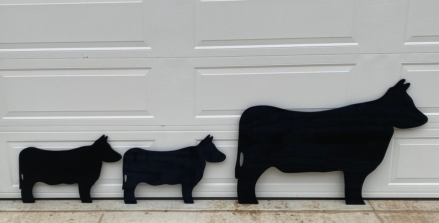 Cow Family Wood Outdoor Shadow Silhouette Yard Art Sign, Set of 3, Lawn Decor