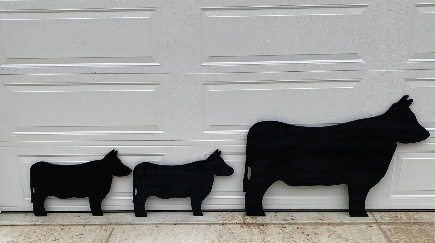 Cow Family Wood Outdoor Shadow Silhouette Yard Art Sign, Set of 3, Lawn Decor