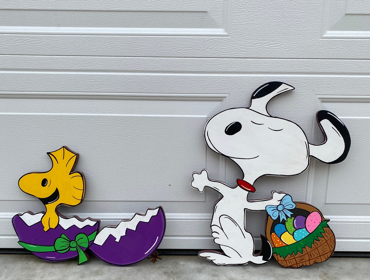 Easter Beagle Dog and Birdie Wood Outdoor Yard Art Decoration, Easter Lawn Sign