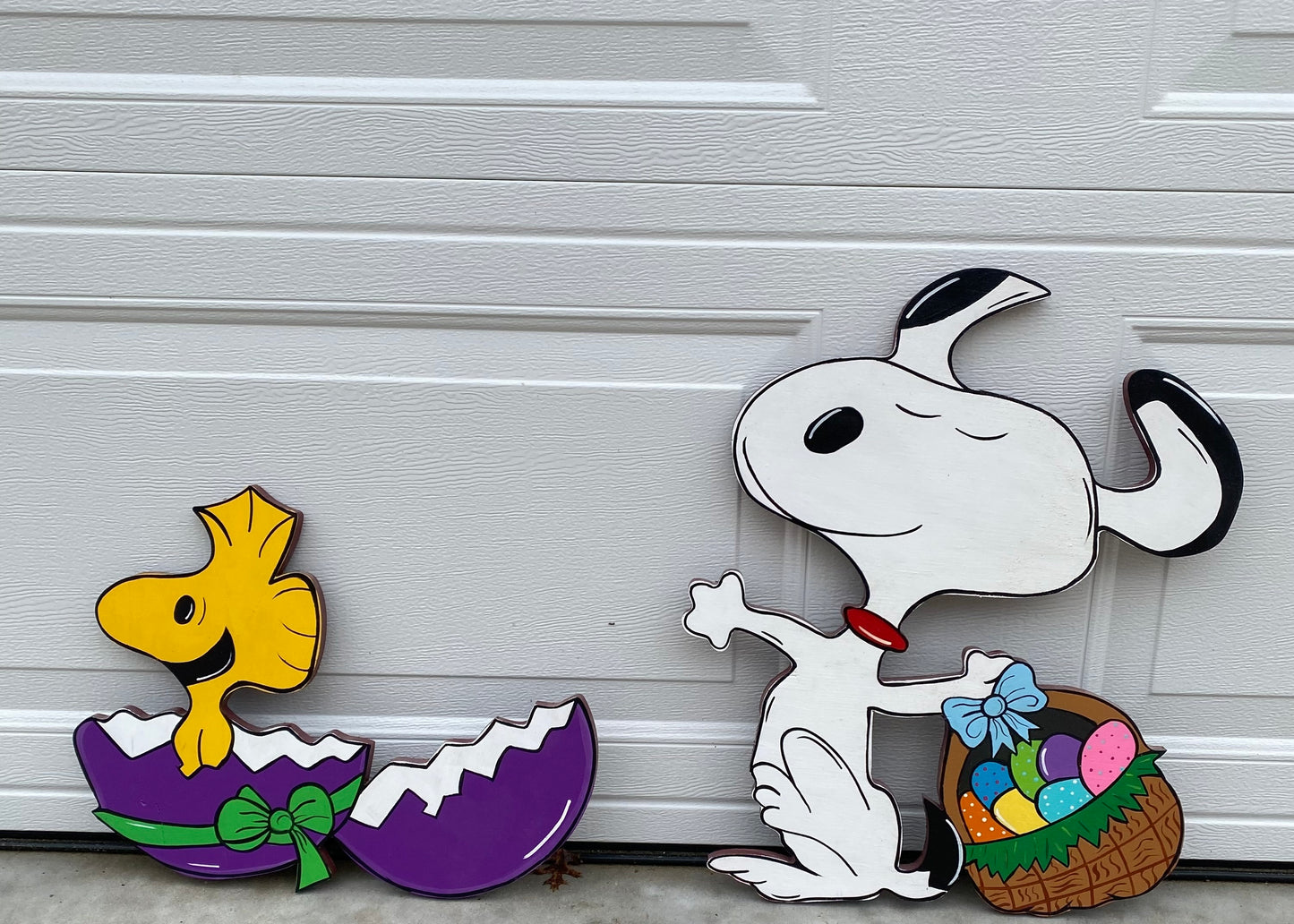 Easter Beagle Dog and Birdie Wood Outdoor Yard Art Decoration, Easter Lawn Sign