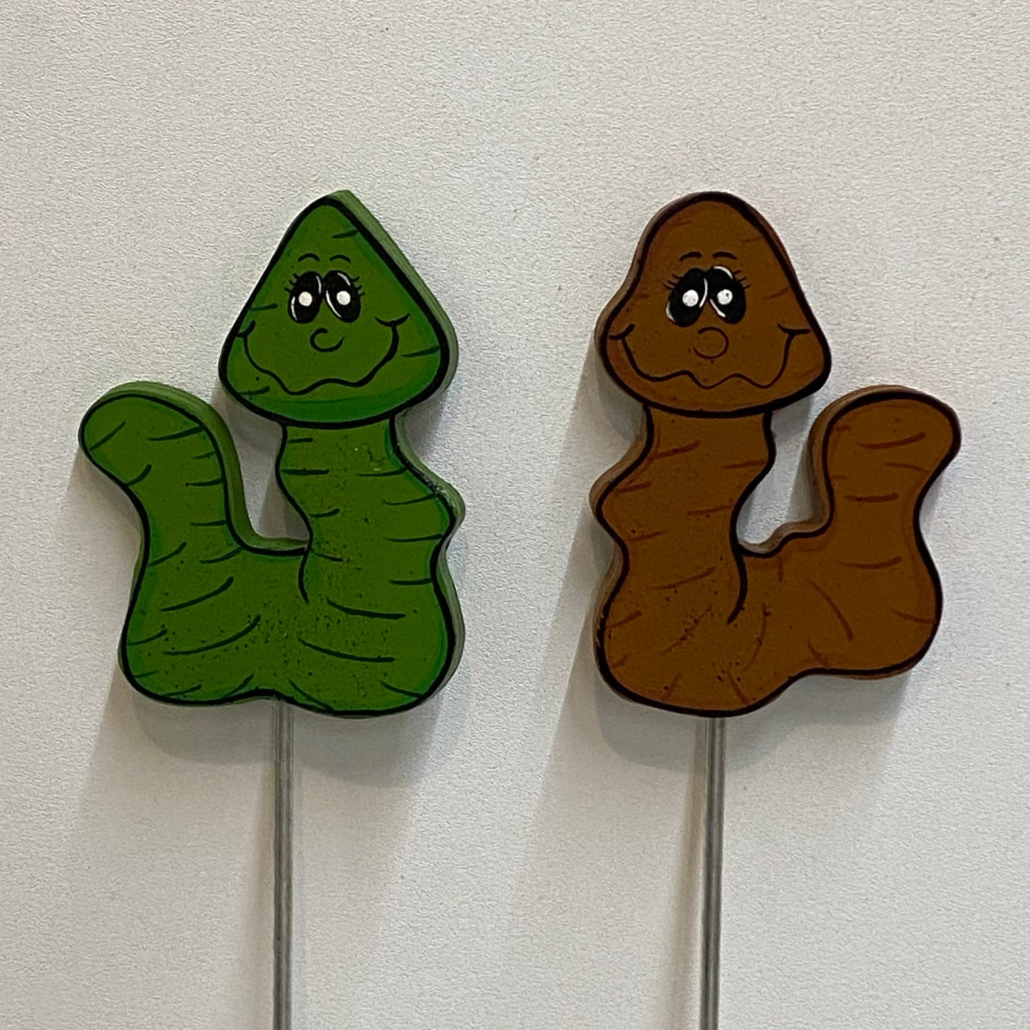 Worm, Earth Worm, Bugs Plant Poke, Worms Stake Wood Outdoor Yard Art, Garden Stake