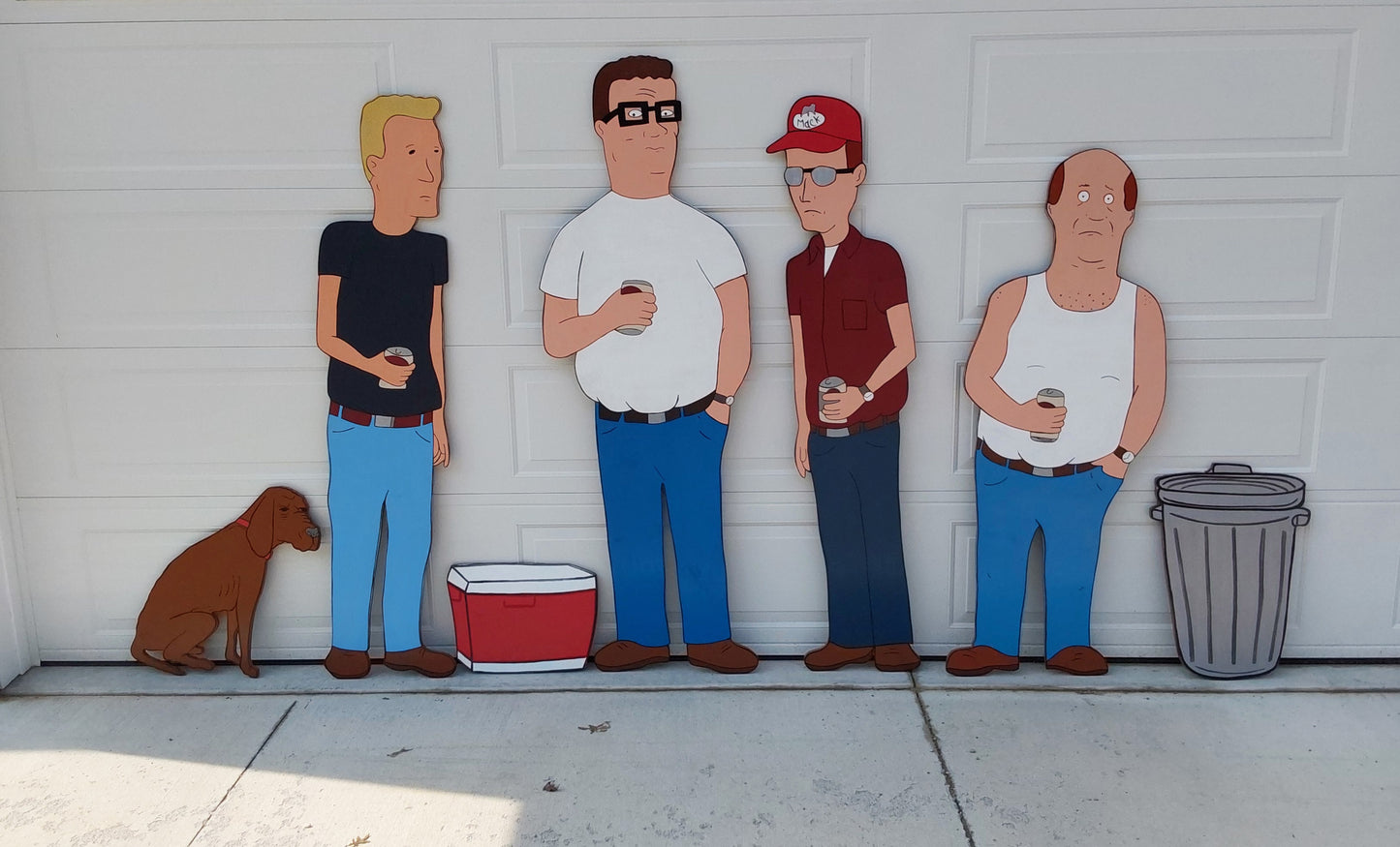 King of the Hill, Hank Hill, Lady Bird, Dale Gribble, Bill Dauterive, Life Size Wood Outdoor Yard