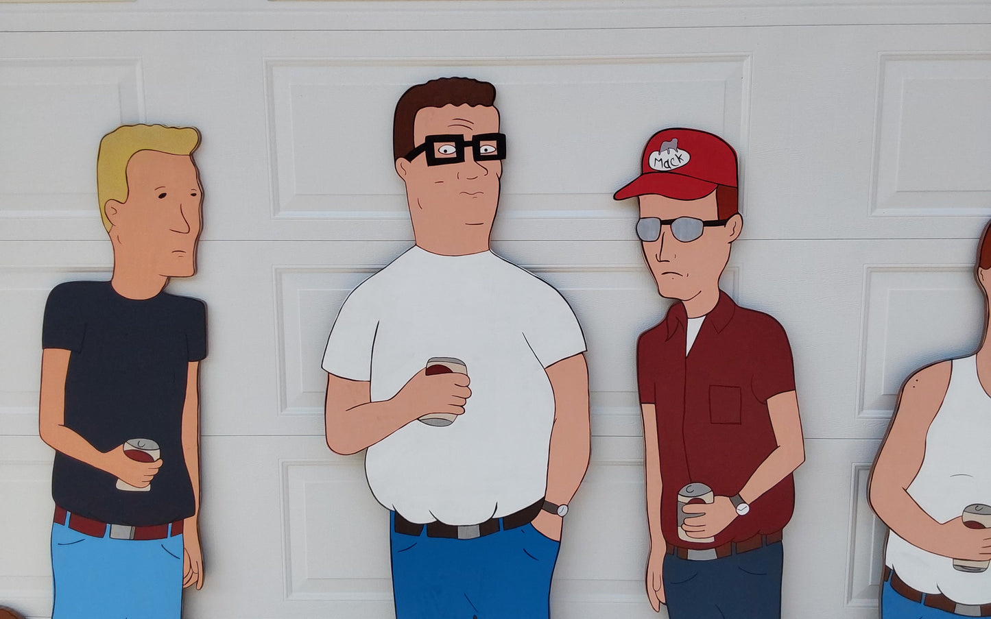 King of the Hill, Hank Hill, Lady Bird, Dale Gribble, Bill Dauterive, Life Size Wood Outdoor Yard