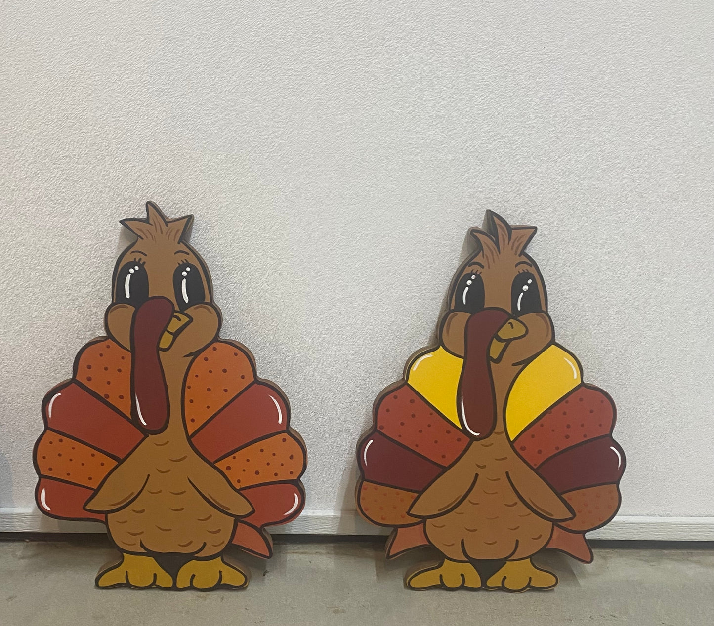 Thanksgiving Turkey Wood Outdoor Yard Art Sign, Lawn Decor, Plant Pokes, Turkeys, Set of 3