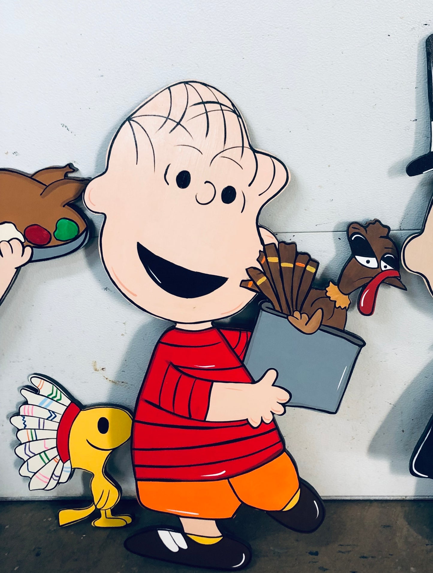 PEANUTS GANG THANKSGIVING WOOD OUTDOOR LAWN YARD ART SIGN, SET OF 8, CHARLIE BROWN