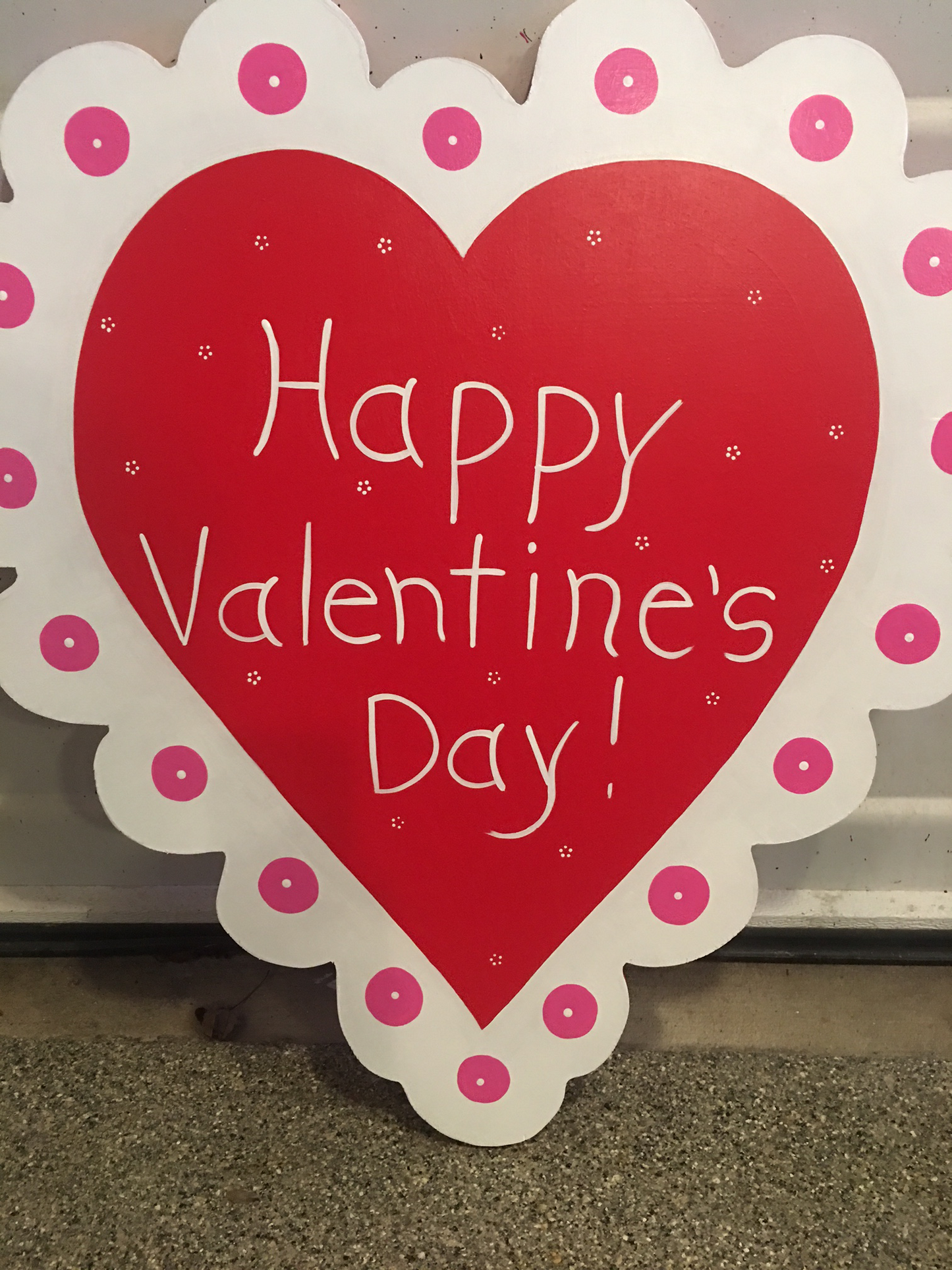 HAPPY VALENTINE’S DAY HEART WOOD OUTDOOR YARD ART SIGN, LAWN & GARDEN SIGN