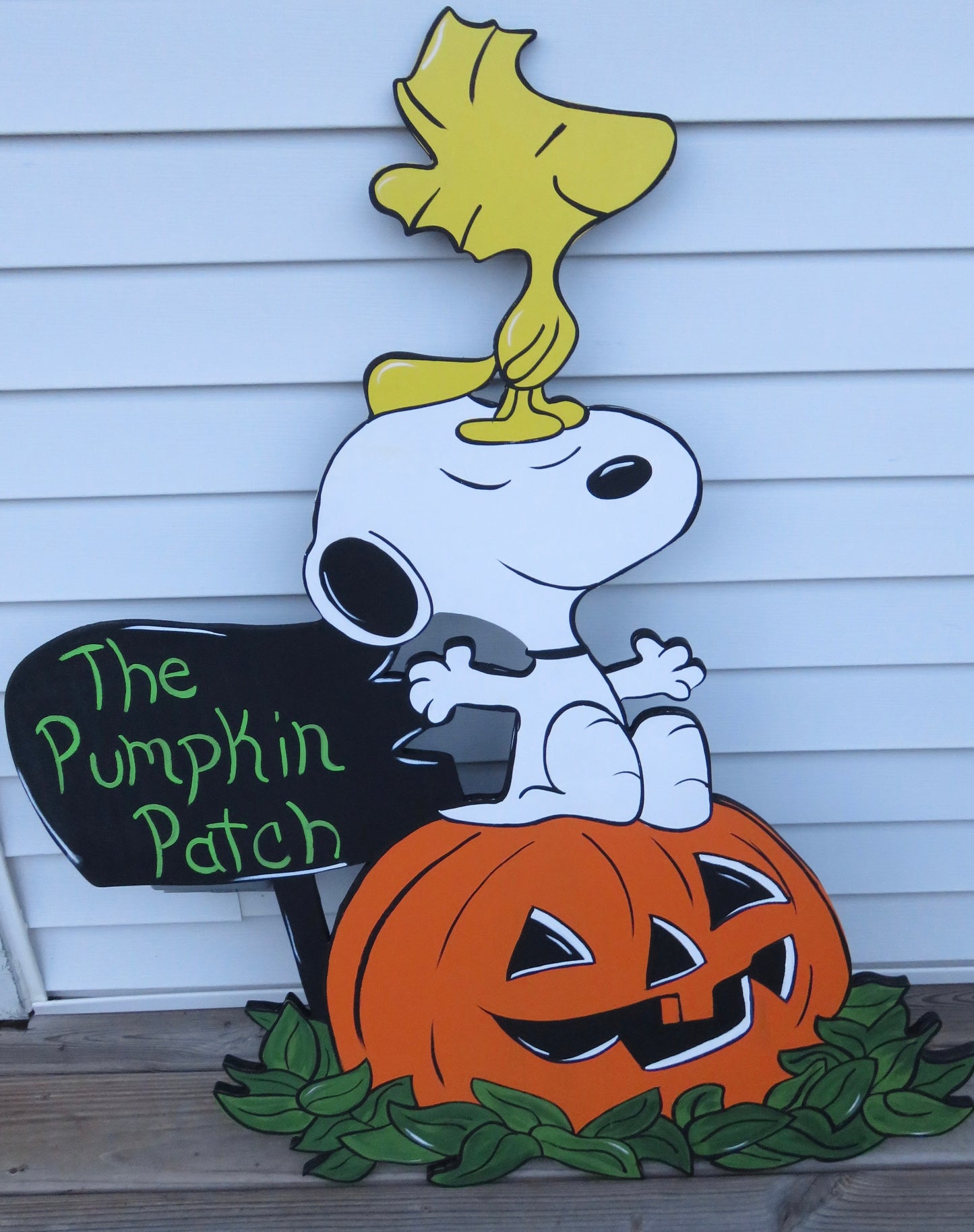SNOOPY AND WOODSTOCK CHARLIE BROWN HALLOWEEN PUMPKIN PATCH WOOD OUTDOOR LAWN & YARD ART SIGN