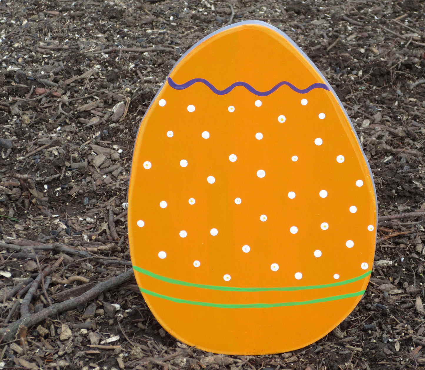 EASTER EGG DECORATION WOOD CUTOUT OUTDOOR LAWN YARD ART SIGN, 9", 12" OR 18" TALL