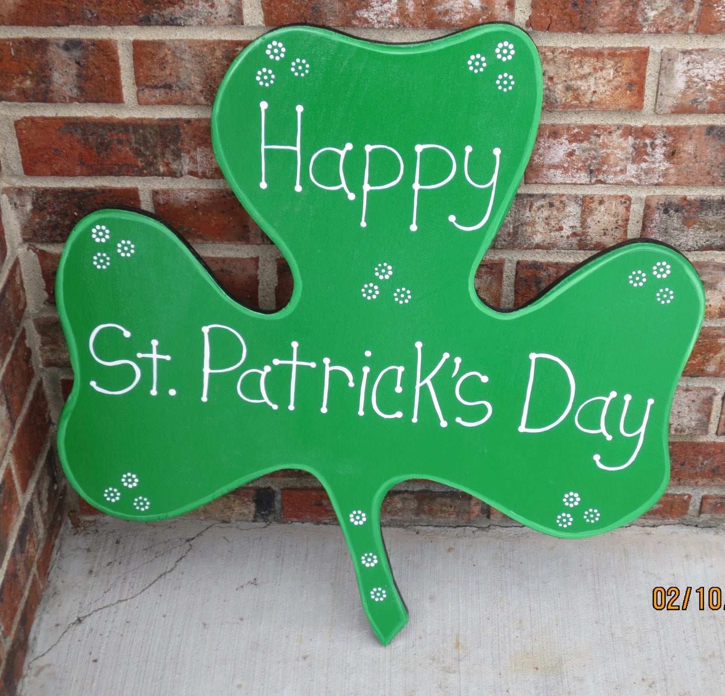 HAPPY ST. PATRICK’S DAY SHAMROCK CLOVER WOOD OUTDOOR YARD ART SIGN