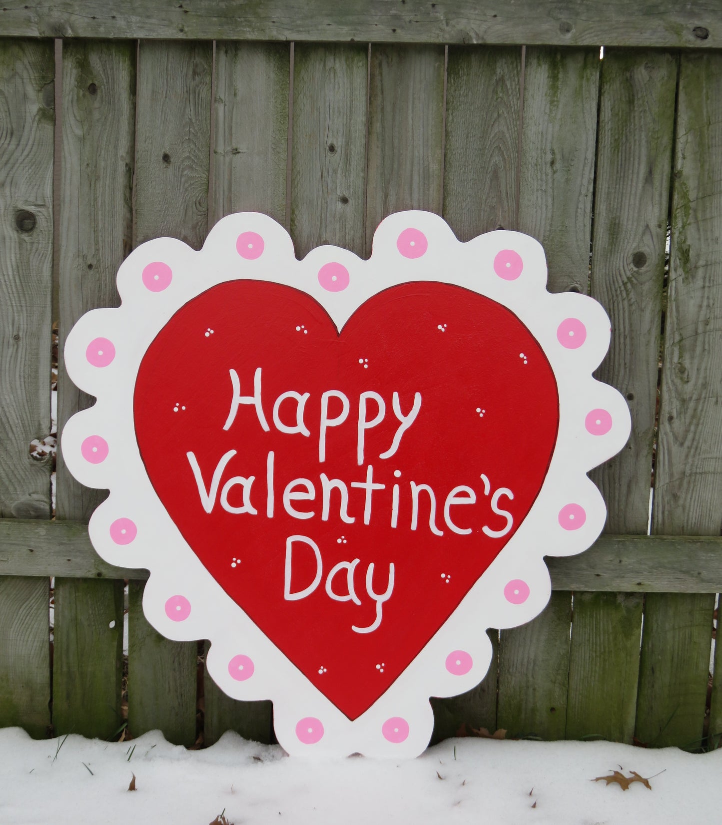 HAPPY VALENTINE’S DAY HEART WOOD OUTDOOR YARD ART SIGN, LAWN & GARDEN SIGN