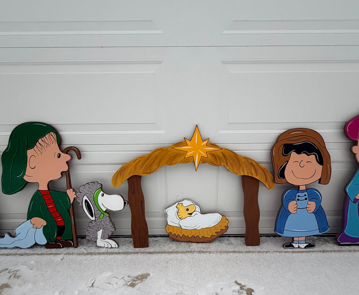 PEANUT PEOPLE NATIVITY Christmas Wood Outdoor Yard Art Set of 10, Charlie