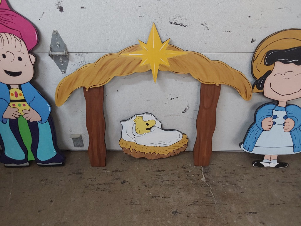 PEANUT PEOPLE NATIVITY Christmas Wood Outdoor Yard Art Set of 10, Charlie
