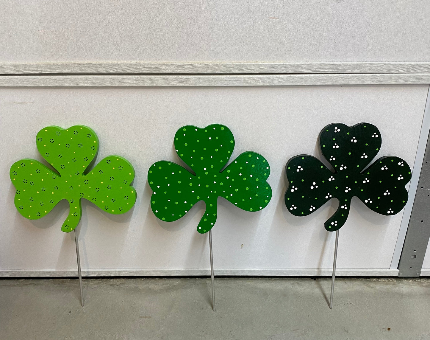 St. Patrick's Day Clover Shamrock Wood Plant Poke, Yard Art Sign, St. Patty's Outdoor Decorations