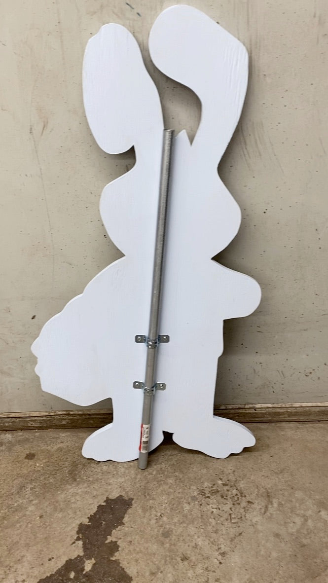 Happy Easter Bunny holding Easter Basket Wood Outdoor Yard Art Sign, Easter Outdoor Decorations, Easter Eggs