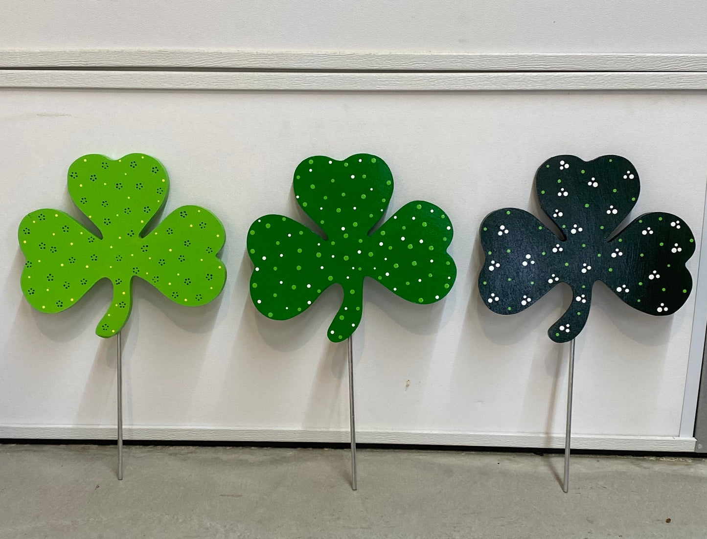 St. Patrick's Day Clover Shamrock Wood Plant Poke, Yard Art Sign, St. Patty's Outdoor Decorations