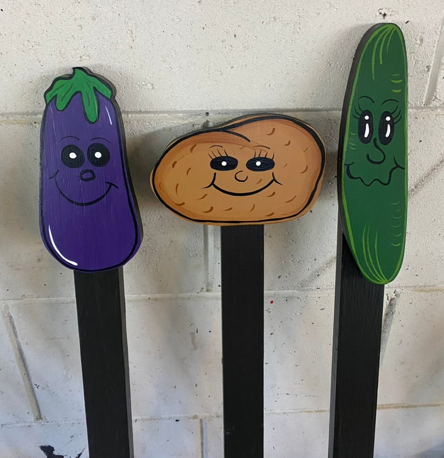 Vegetable Veggie Stakes Vegetable Garden Markers wood outdoor garden vegetable yard art signs