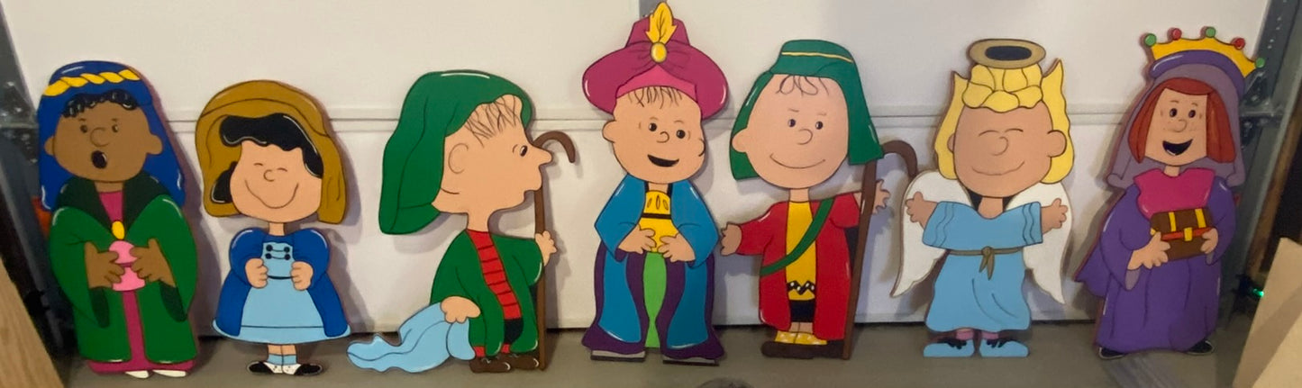 PEANUT PEOPLE NATIVITY Christmas Wood Outdoor Yard Art Set of 10, Charlie