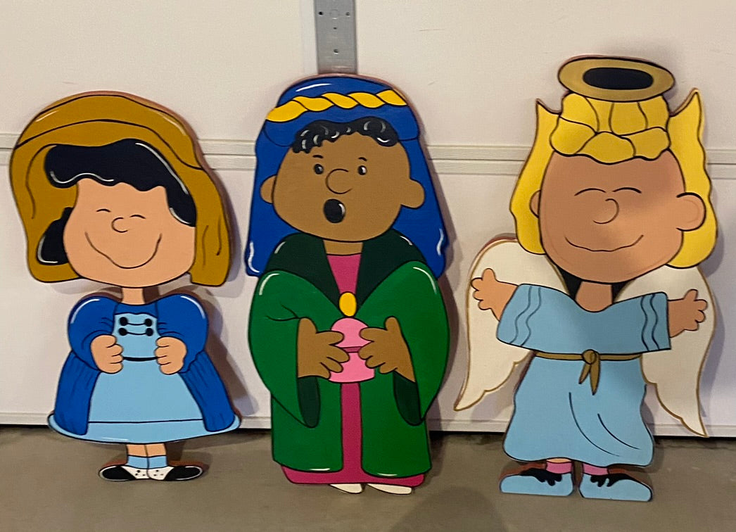 PEANUT PEOPLE NATIVITY Christmas Wood Outdoor Yard Art Set of 10, Charlie