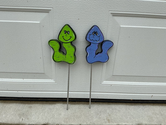 Worm, Earth Worm, Bugs WOOD OUTDOOR Plant Poke, Worm Stake Wood Outdoor Yard Art, Garden Decor, Garden Stake
